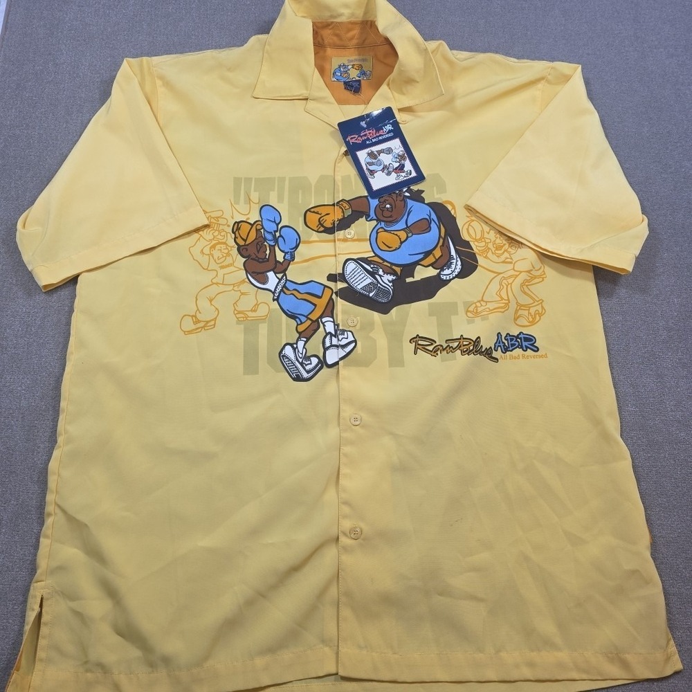 Raw Blue "T-Bone vs Tubby T"‎ Button Up Shirt Size Xl